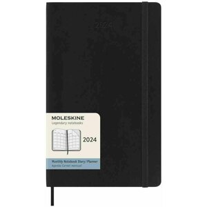 Moleskine Měsíční diář 2024 černý L, měkký