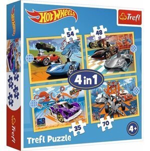 Puzzle Autíčka Hot Wheels 4v1 (35,48,54,70 dílků)
