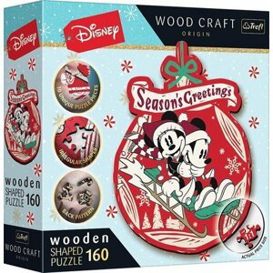 Dřevěné puzzle - Vánoční dobrodružství Mickeyho a Minnie 160 dílků - Trefl