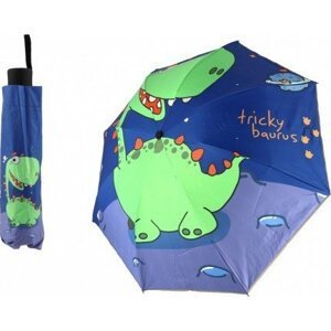 Deštník Dinosaurus skládací látka/kov 25cm modrý v sáčku