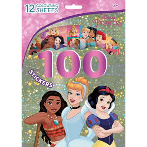 100 samolepek s omalovánkovými listy Disney Princezny