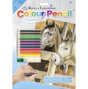 Royal & Langnickel Malování podle čísel Pastelkami - Koně ve stáji (Color Pencil By Number)