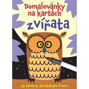 Domalovánky na kartách - Zvířata (Krabička + fix + 50 karet)