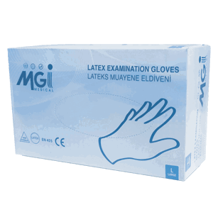 MGI Medical Rukavice latexové MGI, 100 ks, bílé, pudrované Rozměr: L