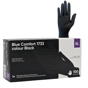 Rukavice nitrilové Blue Comfort 1733 Colour, 100 ks, černé, nepudrované Rozměr: XL