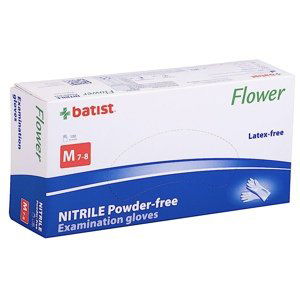 Batist Flower Rukavice nitrilové modrá nepudrované 100 ks Velikost: M