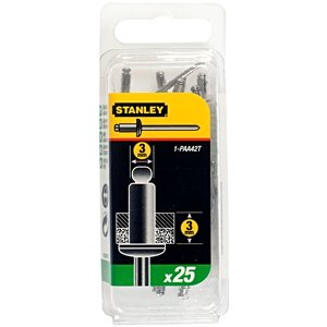 STANLEY 1-PAA42T 3mm hliníkové nýty s ocelovým hřebíkem, délka 3 mm - 25 ks