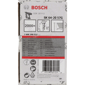 BOSCH hřeb se zápustnou hlavou SK64 20G 57mm