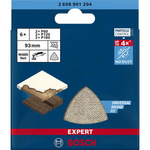 BOSCH Expert 93 x 93 mm trojúhelníkové brusné mřížky M480, 6 ks