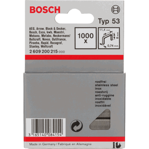 BOSCH nerezové spony typ 53 - šířka 11,4, délka 8 mm, balení 1000 ks