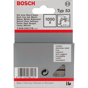 BOSCH nerezové spony typ 53 - šířka 11,4 mm, délka 10 mm, balení 1000 ks