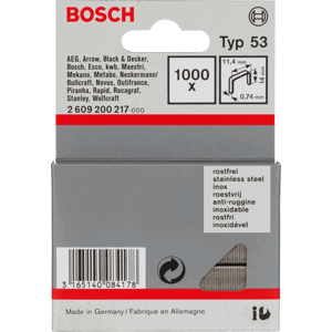 BOSCH nerezové spony typ 53 - šířka 11,4, délka 12 mm, balení 1000 ks