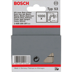 BOSCH spony typ 53 - šířka 11,4 mm, délka 4 mm, 1000 ks