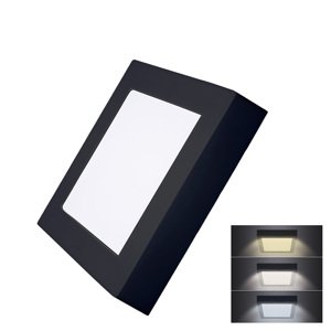 SOLIGHT WD171-B LED mini panel CCT, přisazený, 12W, 900lm, 3000K, 4000K, 6000K, čtvercový, černá barva