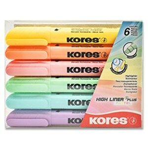 Kores High Liner Plus - zvýrazňovač - pastel, 6 barev