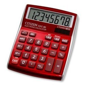 Citizen CDC-80 - kancelářský kalkulátor - červený