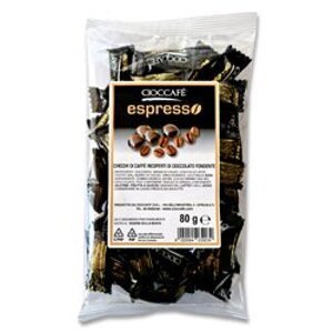 Cioccafé Espresso - kávová zrna v čokoládě - hořká, 80 g