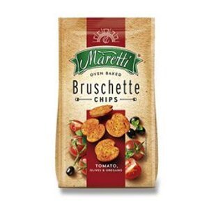 Maretti Bruschette Chips - pečené krekry - rajčata a olivy, 70 g