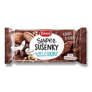 Emco Super Sušenky Bez Cukru - ovesné sušenky - kakao a kokos, 60 g