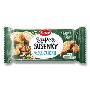 Emco Super Sušenky Bez Cukru - ovesné sušenky - lískový oříšek, 60 g