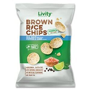 Livity - rýžové chipsy - sůl, pepř a limetka, 60 g