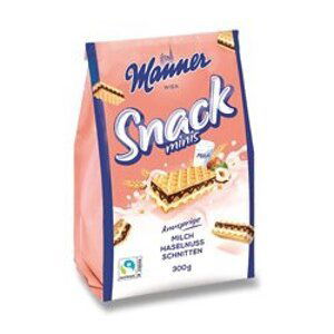 Manner Snack minis - křupavé oplatky s náplní - lískooříškové, 300 g
