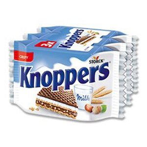 Knoppers - oplatky s náplní - mléčné, 3 x 25 g